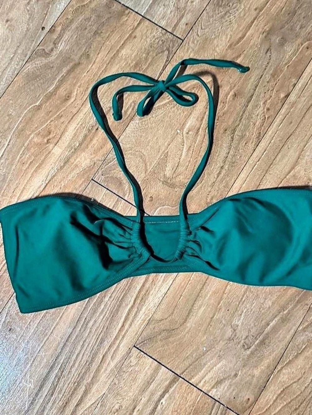 Green Tie-Front Bikini Top